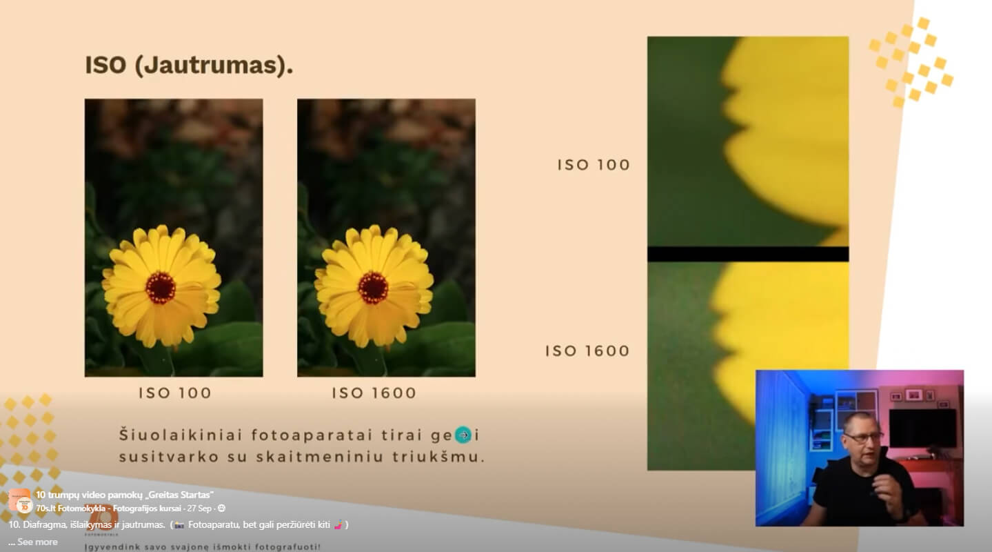 Fotografijos kursu ekrano nuotrauka