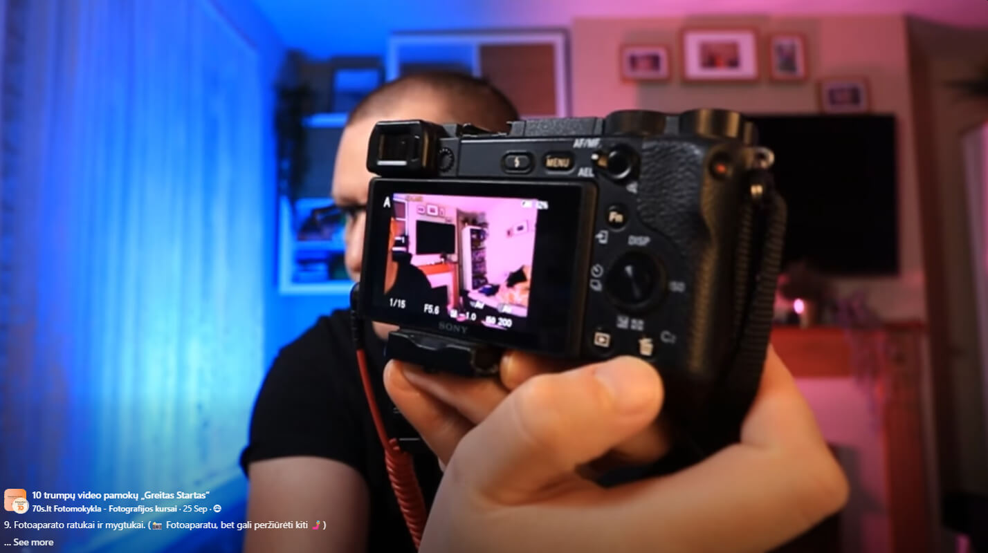 Fotografijos kursu ekrano nuotrauka