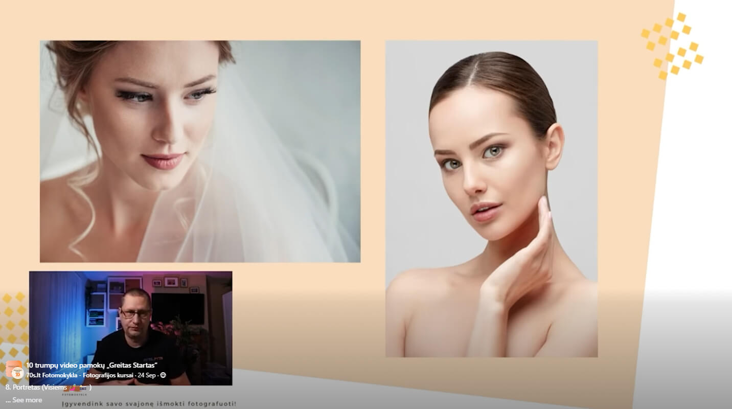 Fotografijos kursu ekrano nuotrauka