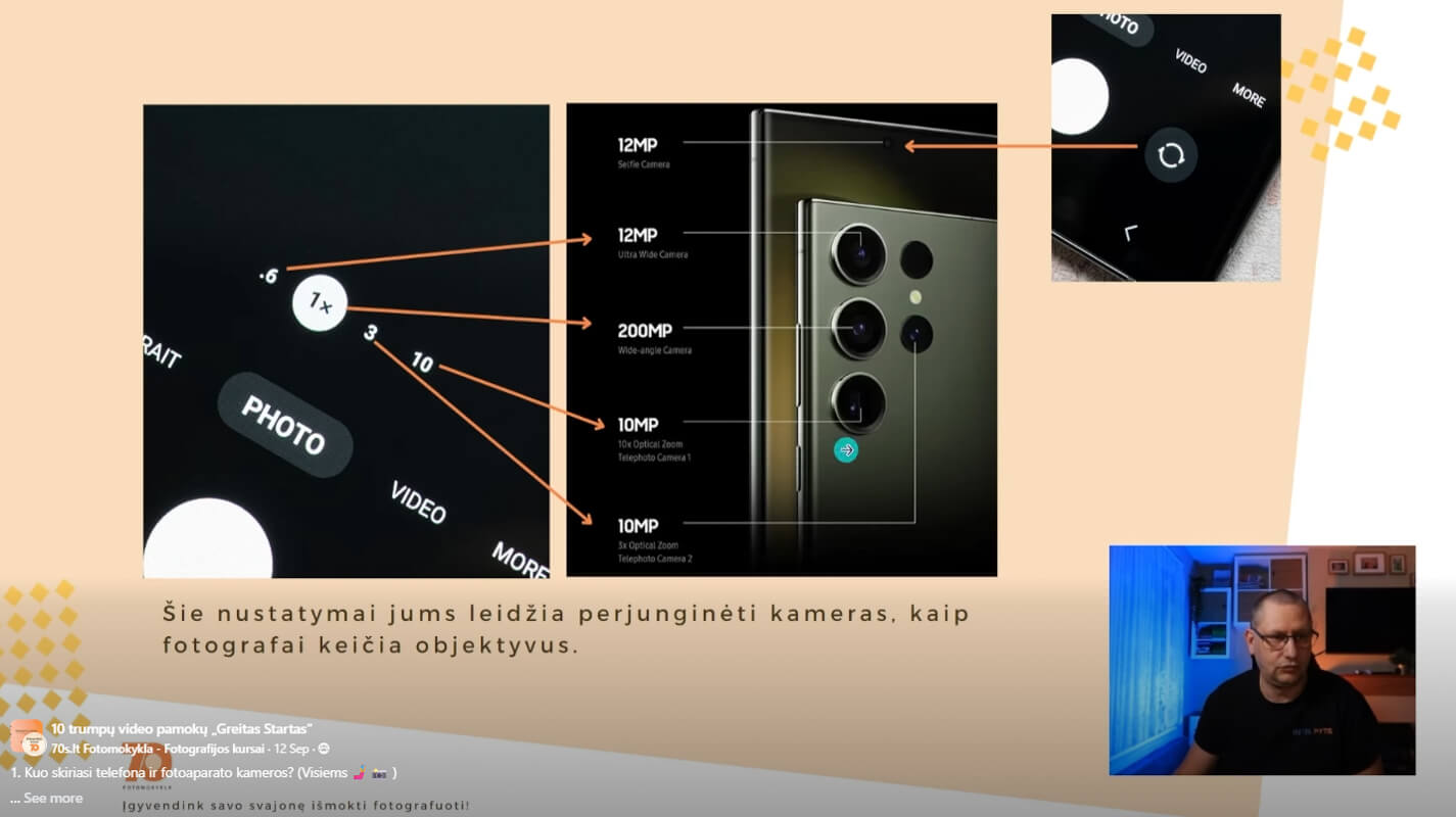 Fotografijos kursu ekrano nuotrauka