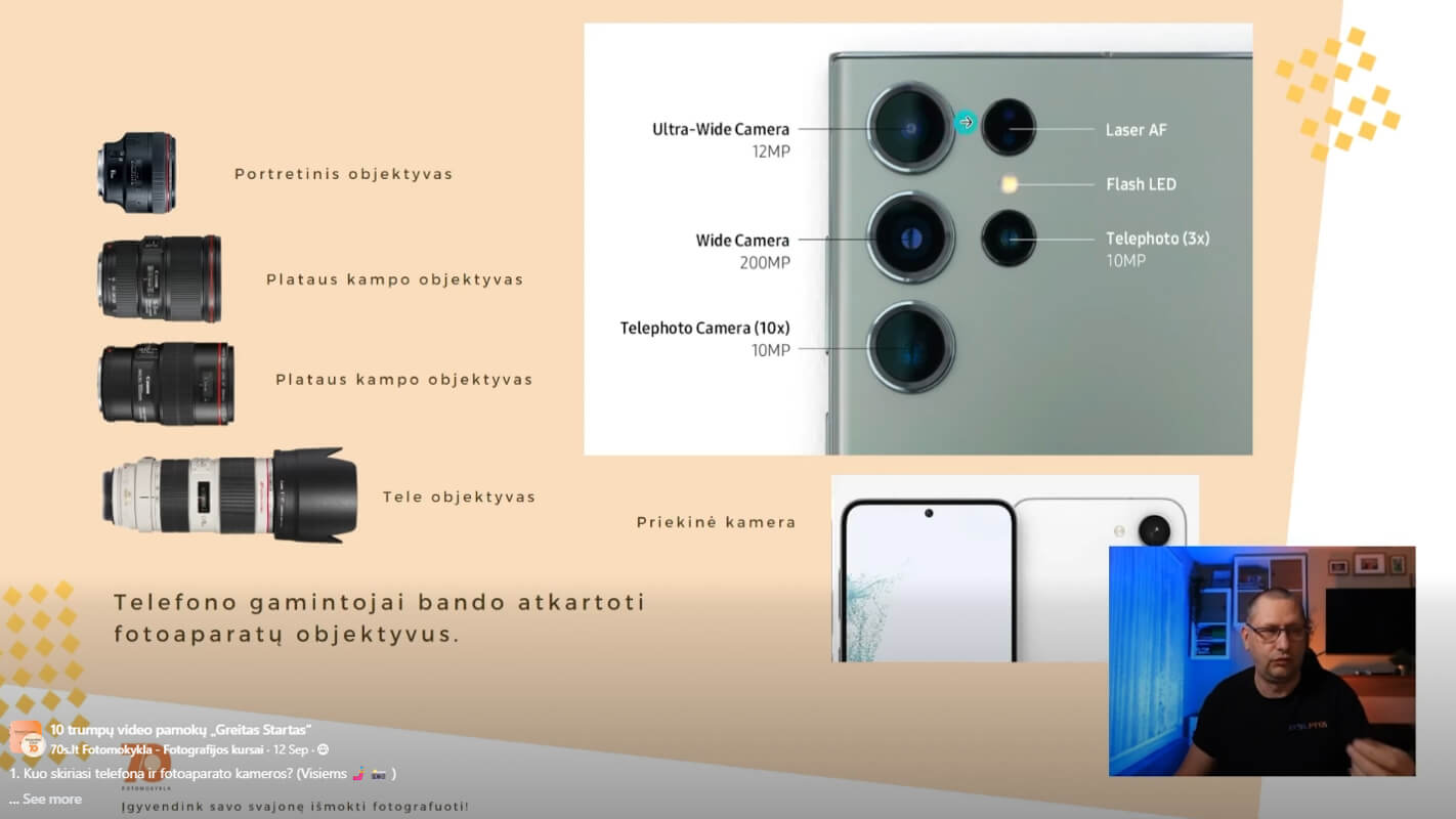 Fotografijos kursu ekrano nuotrauka
