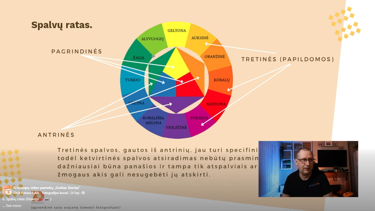 Fotografijos kursu ekrano nuotrauka