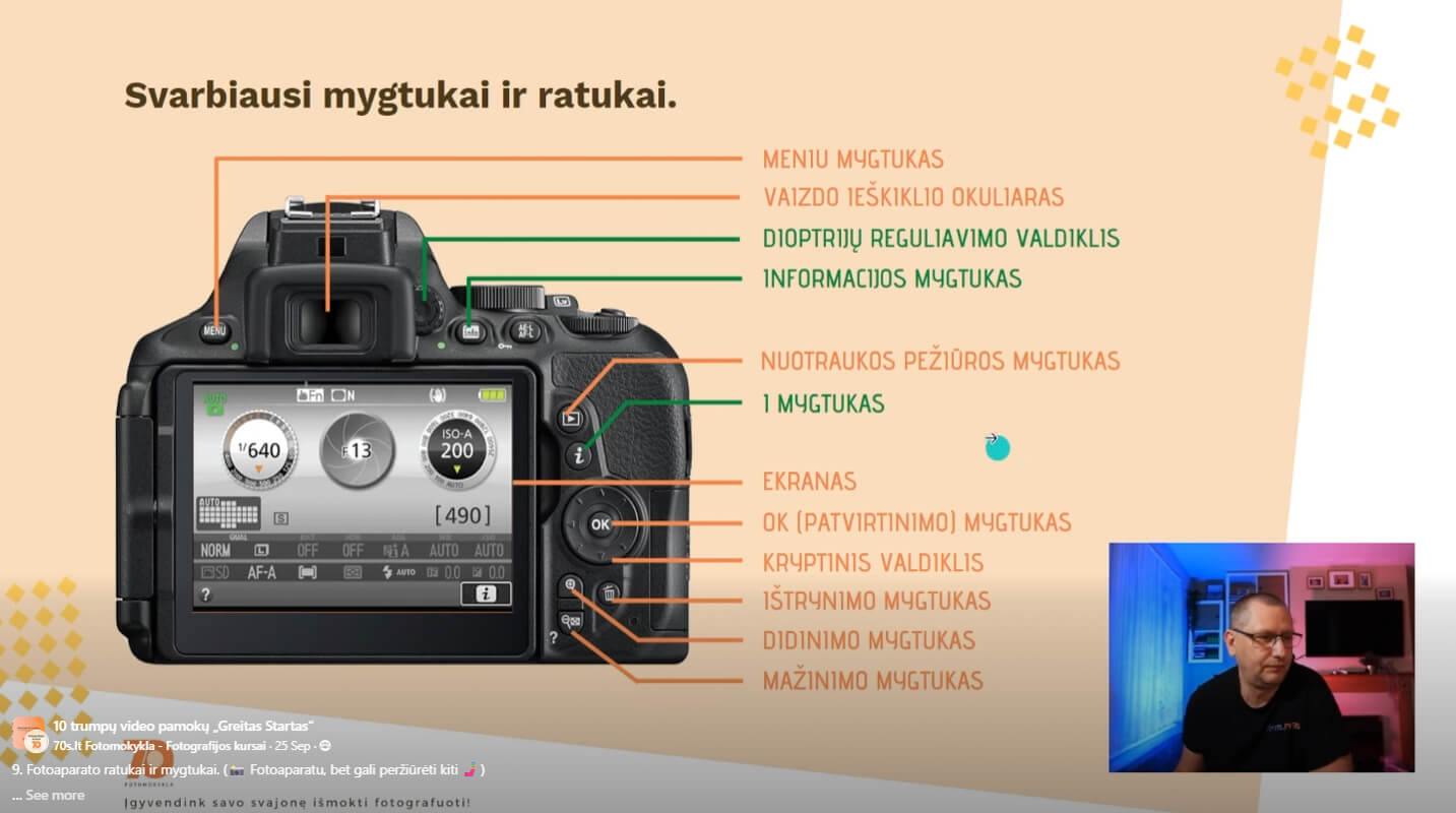 Fotografijos kursu ekrano nuotrauka